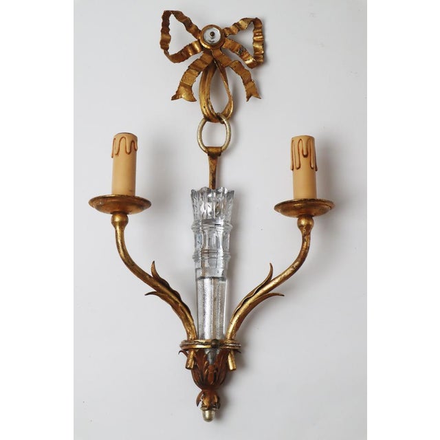 Hollywood Regency Wall Lights with Arrow and Quiver Gold & Crystal Glass from Maison Baguès, 1970s, Set of 2 For Sale - Image 7 of 9