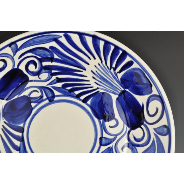 Late 20th Century HandPainted Blue and White Mexican Dinner Plates