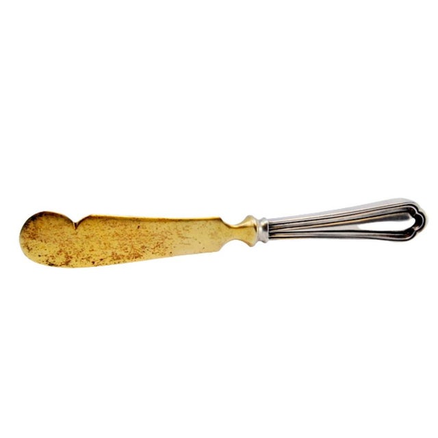 Silver Butter Knife in Gilded Silver with Grooves Along the Handle For Sale - Image 8 of 8