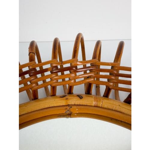 Brown Mid-Century Modern Italian Sunburst Mirror in Rattan, Bamboo and Cane, 1960s For Sale - Image 8 of 18