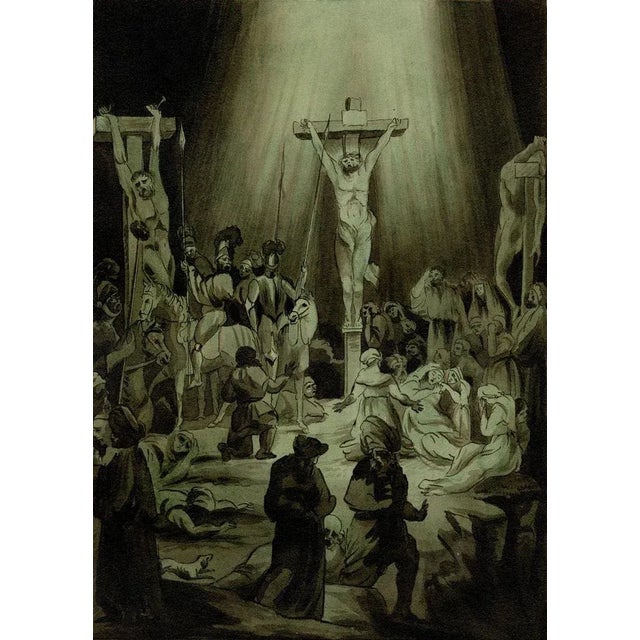 R.J. Blesard after Rembrandt, The Three Crosses, 1833, Watercolour For Sale - Image 4 of 4