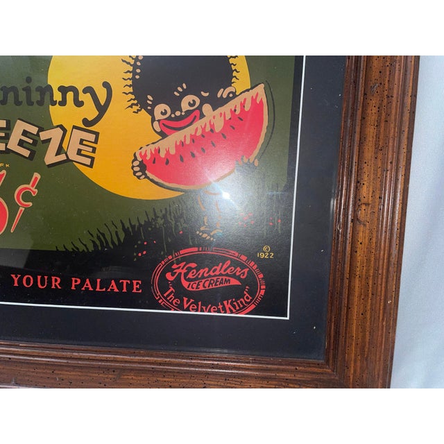 Figurative Handlers Ice Cream Antique Black Americana Sign 1922 Original Cardboard For Sale - Image 3 of 6