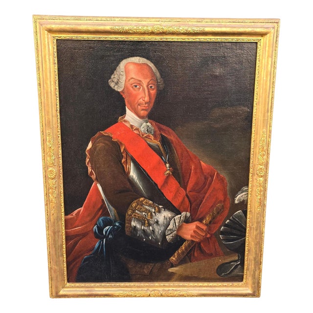 Circle of Giuseppe Bonito, Portrait of Charles of Bourbon as King of Naples, Oil on Canvas, Framed For Sale