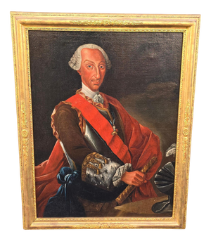 Circle of Giuseppe Bonito, Portrait of Charles of Bourbon as King of Naples, Oil on Canvas, Framed