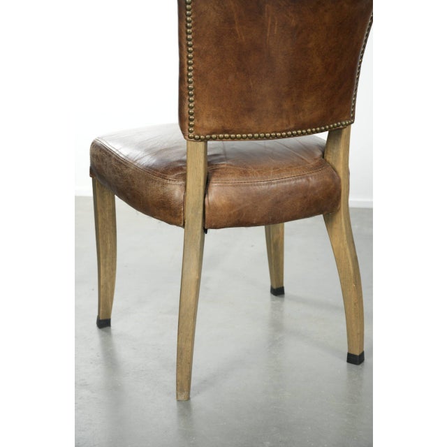 Vintage Cowhide Leather and Wood Dining Chairs, Set of 4 For Sale - Image 15 of 16
