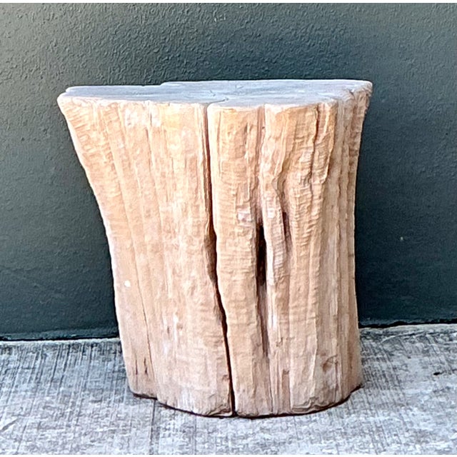 Vintage Natural Wood Stump Accent Table For Sale - Image 4 of 12