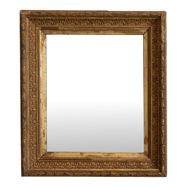 19th Century France Antique Gold Carved Giltwood Mirror For Sale
