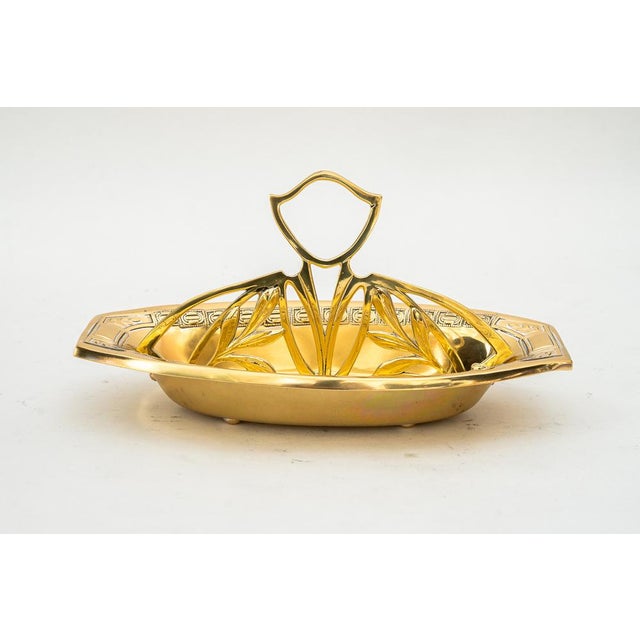 Jugendstil Brass Centerpiece around 1907 Brass polished and stove enameled