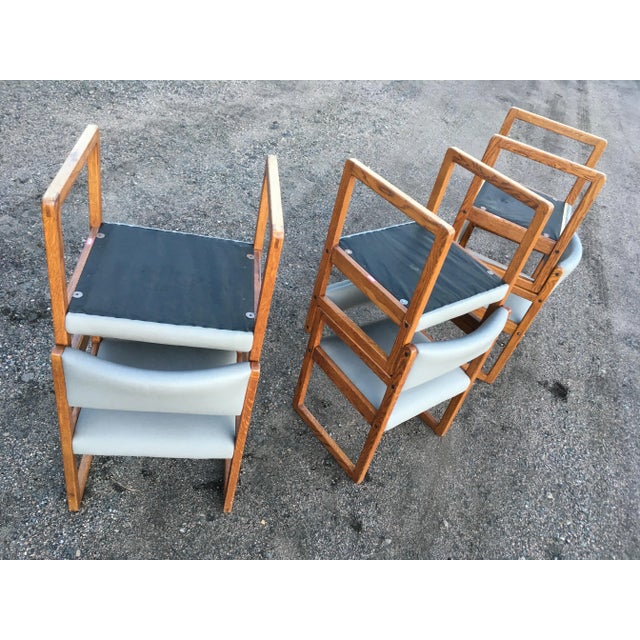 Late 20th Century Danish Modern Oak Box Chairs on Sled Bases - Set of 6 For Sale - Image 10 of 12