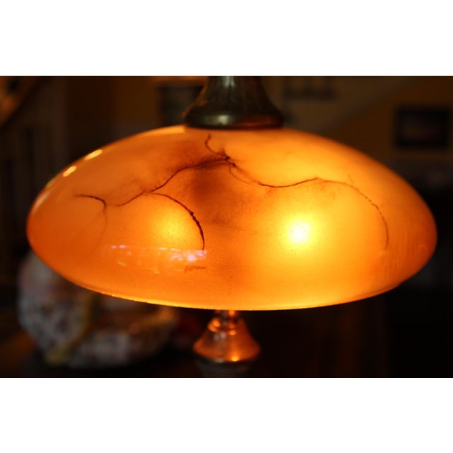 Vintage Art Nouveau Blown Glass Table Lamp W/ Brass Base, Caramel Slag, Houze For Sale - Image 14 of 15