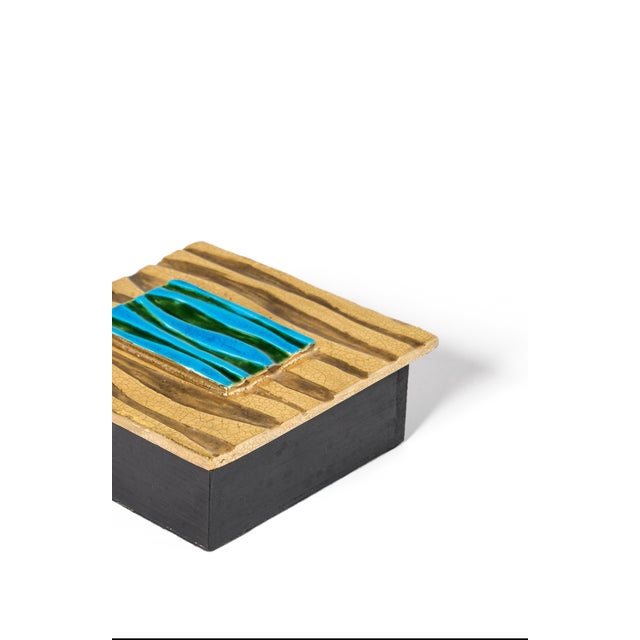 Mid-Century Modern Vintage Gold, Green and Blue Box For Sale - Image 3 of 3