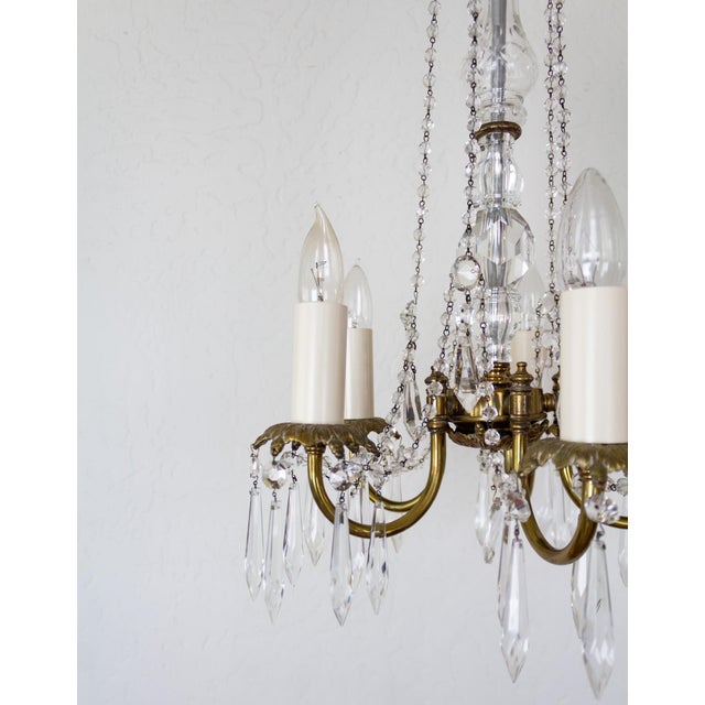 Petite French Louis XV Style Five Arm Crystal Chandelier With Black Lampshades For Sale - Image 14 of 18