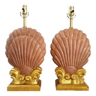 Lamp Pair Seashells Shells Restored For Sale