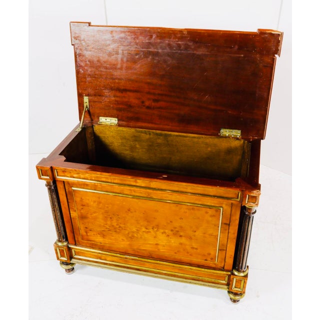 French French Empire Revival Burlwood Blanket Chest With Ebonized Columns & Gilt Bronze Accents, Circa 1900 For Sale - Image 3 of 4