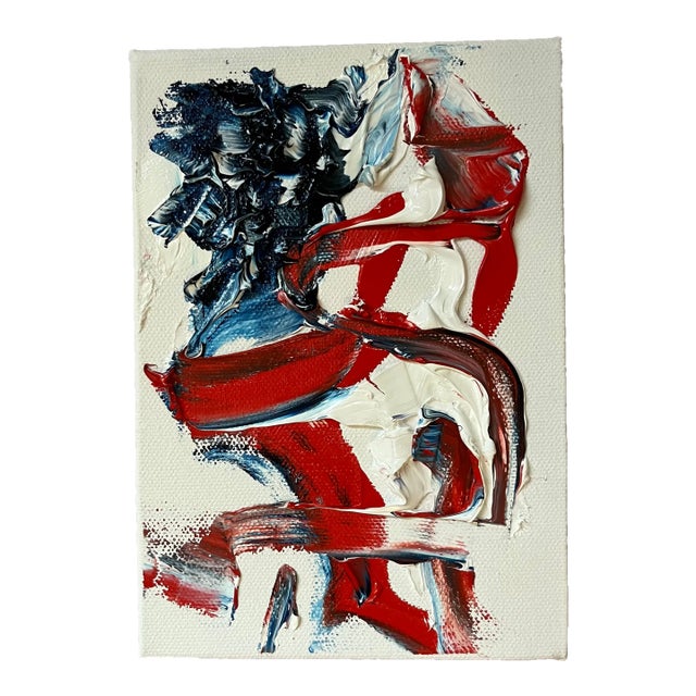 Red, White and Blue, Abstract, Oil Painting on Canvas, by Van Ness For Sale
