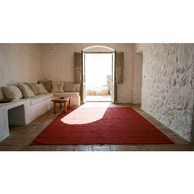 1940s Red Stripe Kilim Antique n.w. Persian Flat-Weave Rug 7'8" X 9' Wool Carpet For Sale In New York - Image 6 of 8