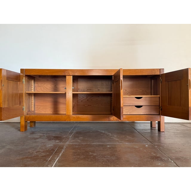 Wood Vintage 1970s French Maison Regain Elm Cabinet, Attributed For Sale - Image 7 of 15
