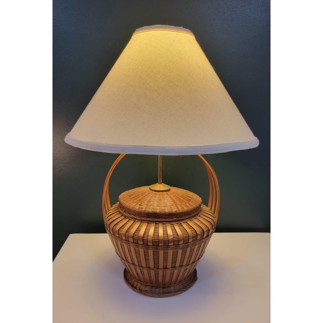 Vintage Mid 20th Century Wicker Basket Lamp Chairish