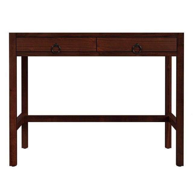 Spritely Home Accent Furniture Lark 40 in. W Rectangular Wood 2 Drawer Writing Desk, Walnut For Sale - Image 4 of 8