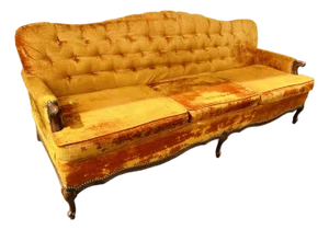 Vintage Mid-Century Tangerine Velvet Tufted Sofa and Chair - 1970s Glam