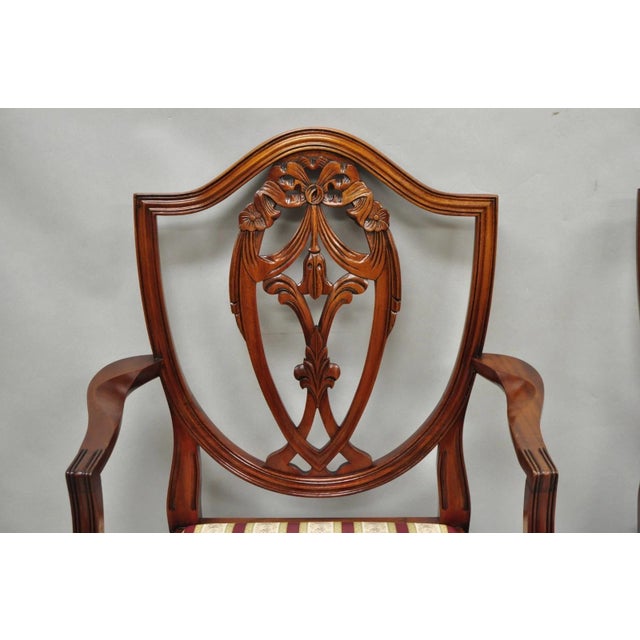 Wood Vintage Sheraton Federal Mahogany Shield Back Dining Room Chairs - Set of 6 For Sale - Image 7 of 16