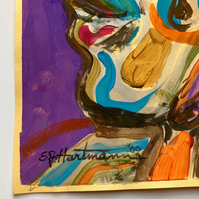 Original approx 12 x 18.5 painting on colored paper (slight wave in paper) signed bottom left Unframed