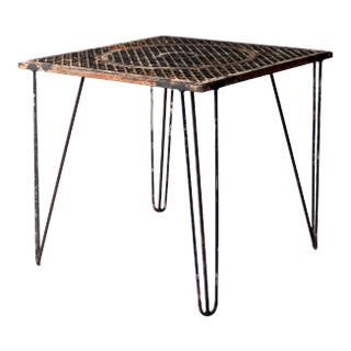 Mid-Century Hairpin Leg Iron Patio Table For Sale