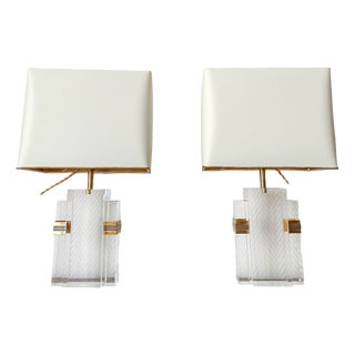Hollywood Regency Acrylic Glass Lamps, 1970s, Set of 2 For Sale