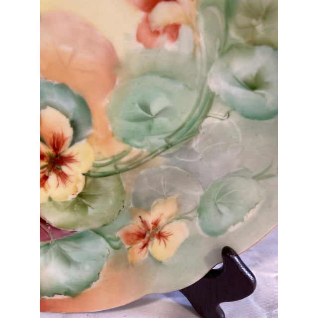 Early 20th Century Antique Hand-Painted Bavarian Floral Cake Plate With Gold Trim Handles For Sale - Image 5 of 11
