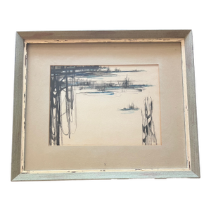 1960’s Ink Painting of a Marsh Landscape by Isaiah Davis Durham, Framed