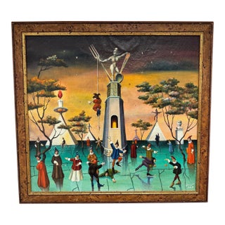 "Ice Skaters" (1995) – 1990s Surrealist Tribute Art For Sale