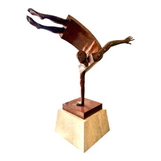 Early 20th Century Jean-Louis Corby “Balance 1” Massive Bronze on Marble Plinth For Sale