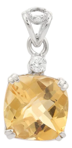 Luminous 6.5 Carat Cushion Cut Citrine Statement Pendant Set in Solid Silver