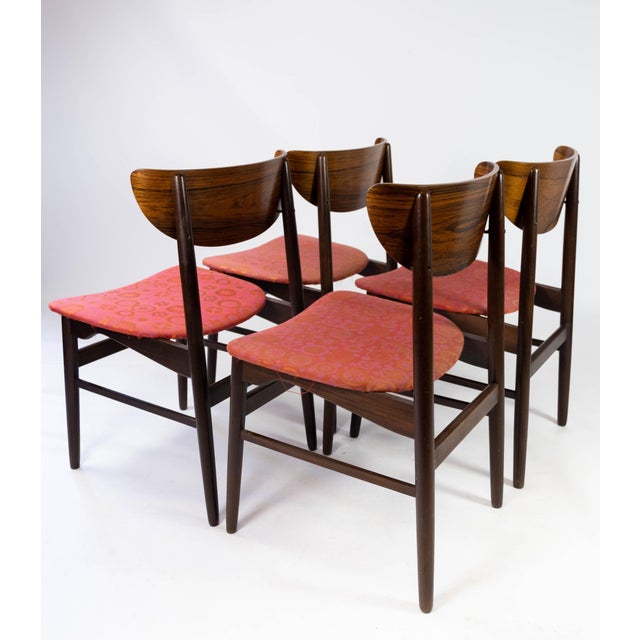 Red Danish Rosewood Dining Chairs, 1960s, Set of 4 For Sale - Image 8 of 15