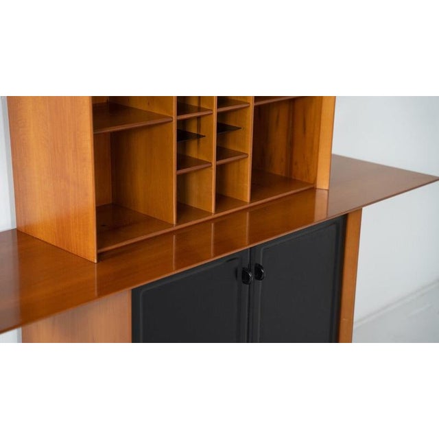 Mid-Century Modern Cabinet in Wood and Leather, Italy, 1970s For Sale - Image 11 of 14