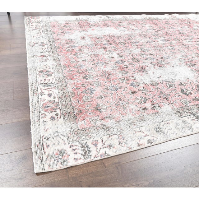 Vintage Turkish Distressed Pink Hand-Knotted Rug For Sale - Image 6 of 11