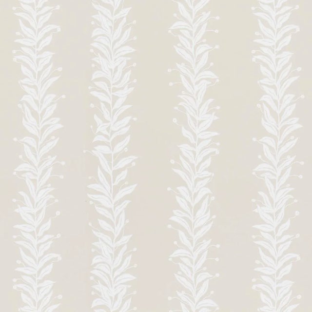 Schumacher x Marian Mcevoy Tendril Stripe Wallpaper In Natural For Sale