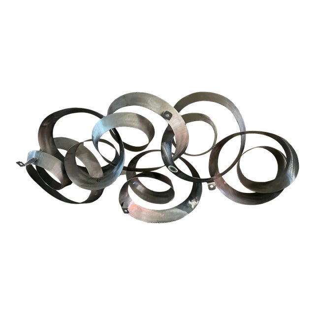 1970s Curtis Jere Continuity Circles Artisan House Brushed Aluminum Wall Sculpture For Sale