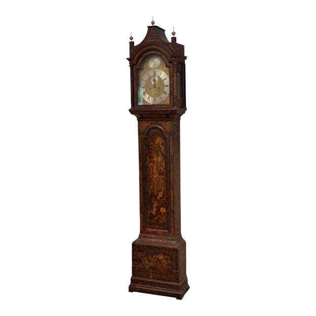 18th Century English Chinoiserie Decorated Tall Case Clock For Sale