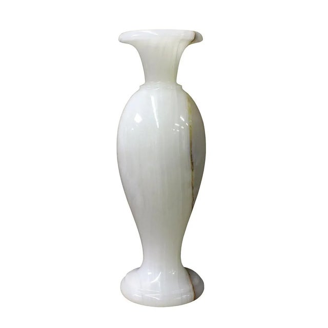 2010s White Stone Carved Round Small Display Vase cs2632 For Sale - Image 5 of 7