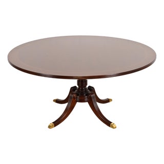 Baker Furniture Georgian Banded Mahogany Pedestal Dining Table, Newly Refinished For Sale