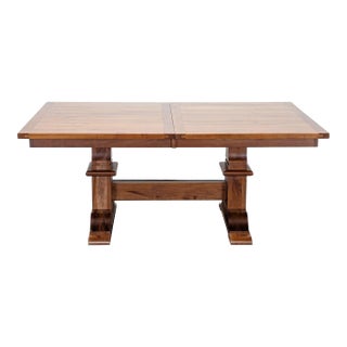 Amish Tables Cherry Trestle Dining Table With Self-Storing Leaves For Sale