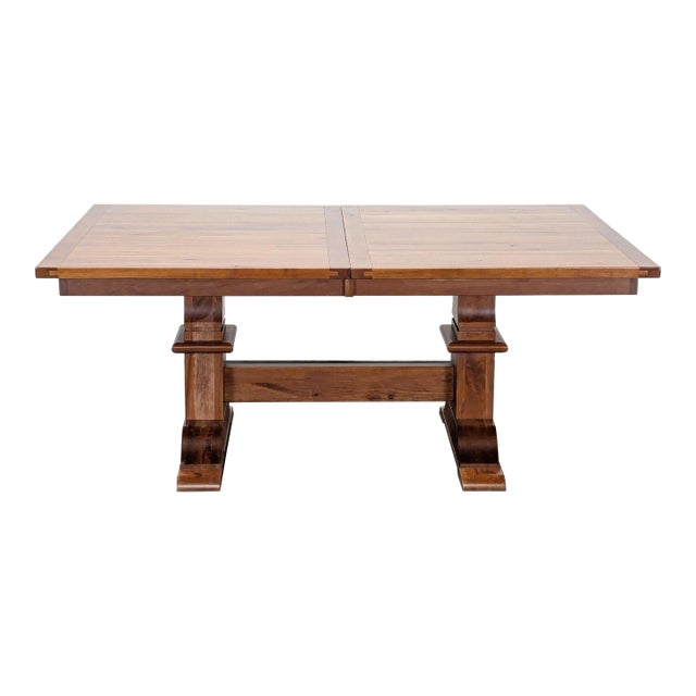 Amish Tables Cherry Trestle Dining Table With Self-Storing Leaves For Sale