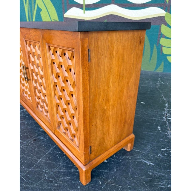 Heritage Mid Century Heritage Slate Top Petite Credenza W Reversible Door Panels For Sale - Image 4 of 17