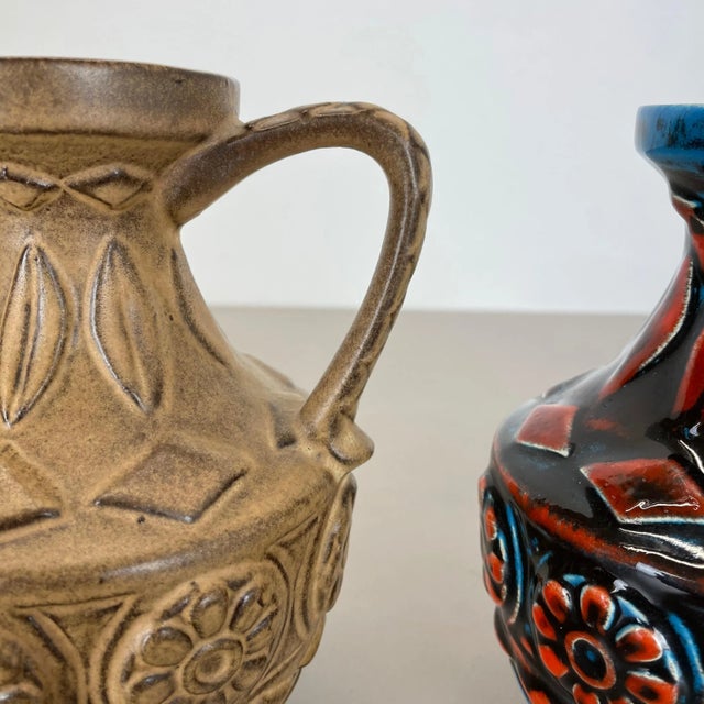 Ceramic Multi-Color Fat Lava Op Art Pottery Vase from Bay Ceramics Germany, 1960s, Set of 2 For Sale - Image 7 of 17