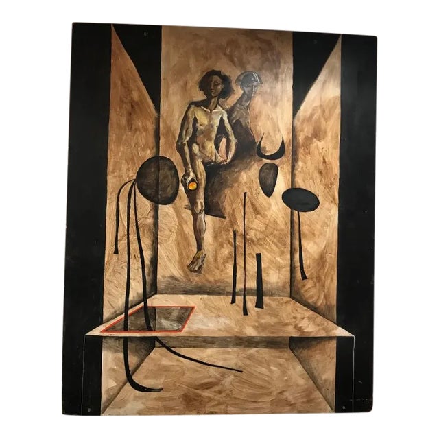 Early 20th Century Antique Surrealist Painting For Sale