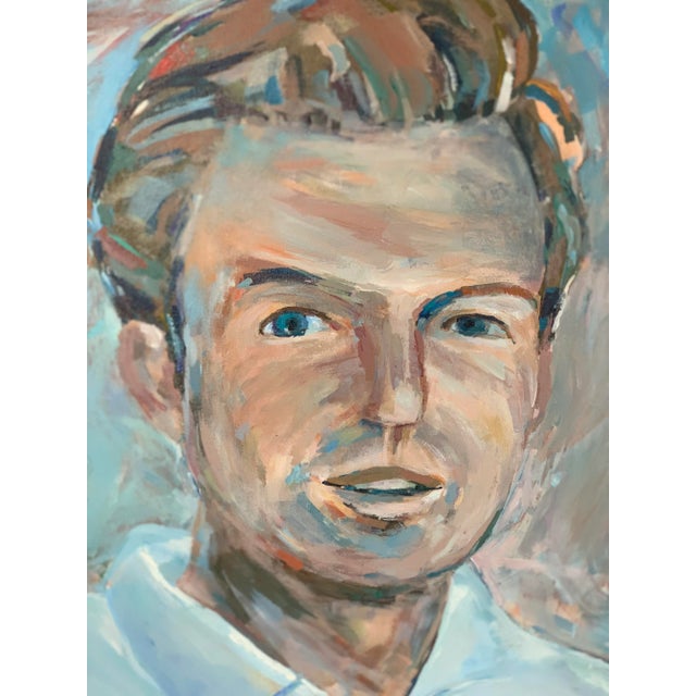 Textile Contemporary Oil Portrait of a Man Signed by Texas Artist Mark Nanney, Unframed For Sale - Image 7 of 11