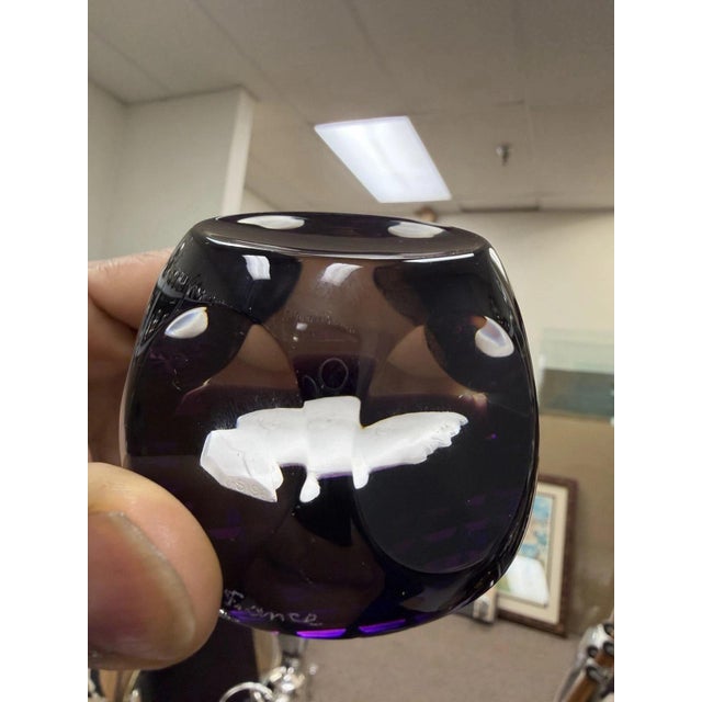 Late 20th Century Cristal d'Albret France Franklin D Roosevelt Sulphide Paperweight Faceted Purple For Sale - Image 4 of 10