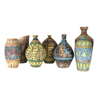 Collection of 7 Mid-Century Italian Pottery Vases by Rossini in the Style of Raymor For Sale