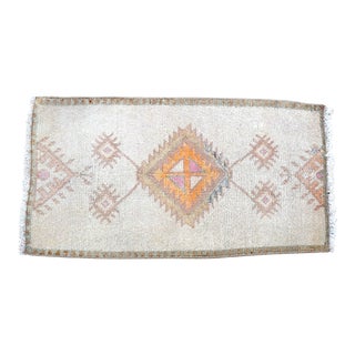 1960s Vintage White Hand Knotted Rug For Sale